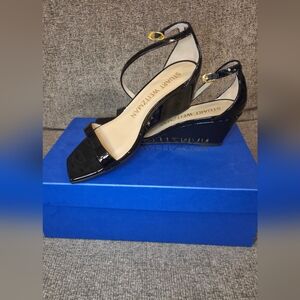 Stuart Weitzman Black Wedge Sandals